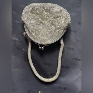 Rhinestone beaded handbag La Regale Cream Evening Bag rare purse beautiful cute